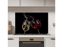 Panel Antisalpicaduras Cocina Vino Tinto - Vino Blanco - Vidrio - Negro 80x55 Cm