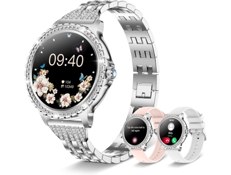 VEANXIN Reloj Inteligente 1.32HD Smartwatch Rastreador de Actividad a Prueba de Agua-Diamante Plateado
