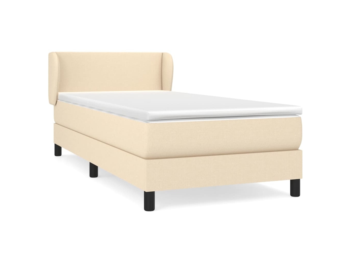 Estructura De Cama Con Muelles/Colchón 100X200 Cm Tela Color Crema