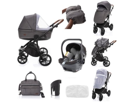 Carrito de Bebé ZOPA 3 In 1 Stratos Iron (72x33x20cm - Gris)