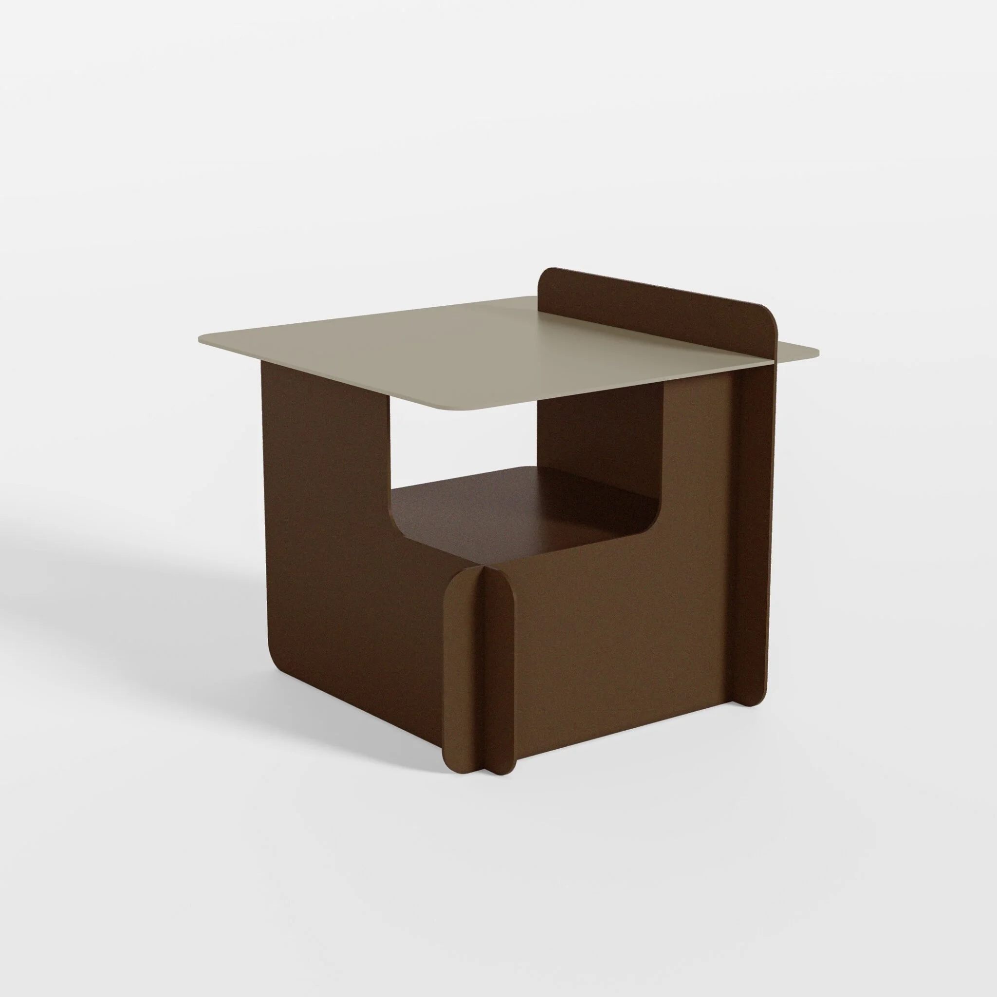 Mesa auxiliar baja BPLAN de acero corten 50 x 50 x 44,5 cm
