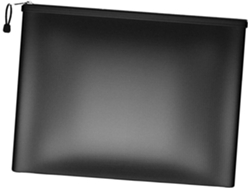 Organizador multifuncional en piel sintética con bloc de notas y clip de acero inoxidable, elegante, negro.