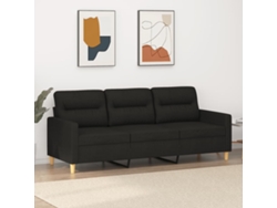 Sofá De 3 Plazas De Tela Negro 180 Cm