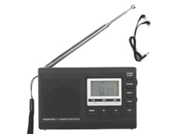 Radio Portátil Estéreo Hrd-310 Fm/mw/sw Con Reloj Digital Y Conector Para Auriculares De 3,5 Mm.