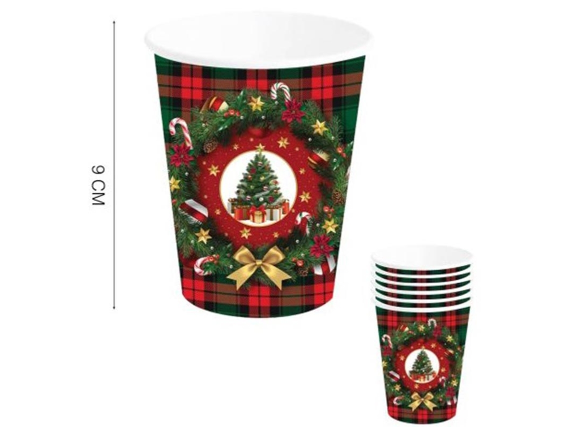 Pack de 6 Vasos Árbol de Navidad de 240 ml