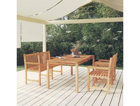 Conjunto 4 de comedor para jardín VIDAXL madera maciza de teca