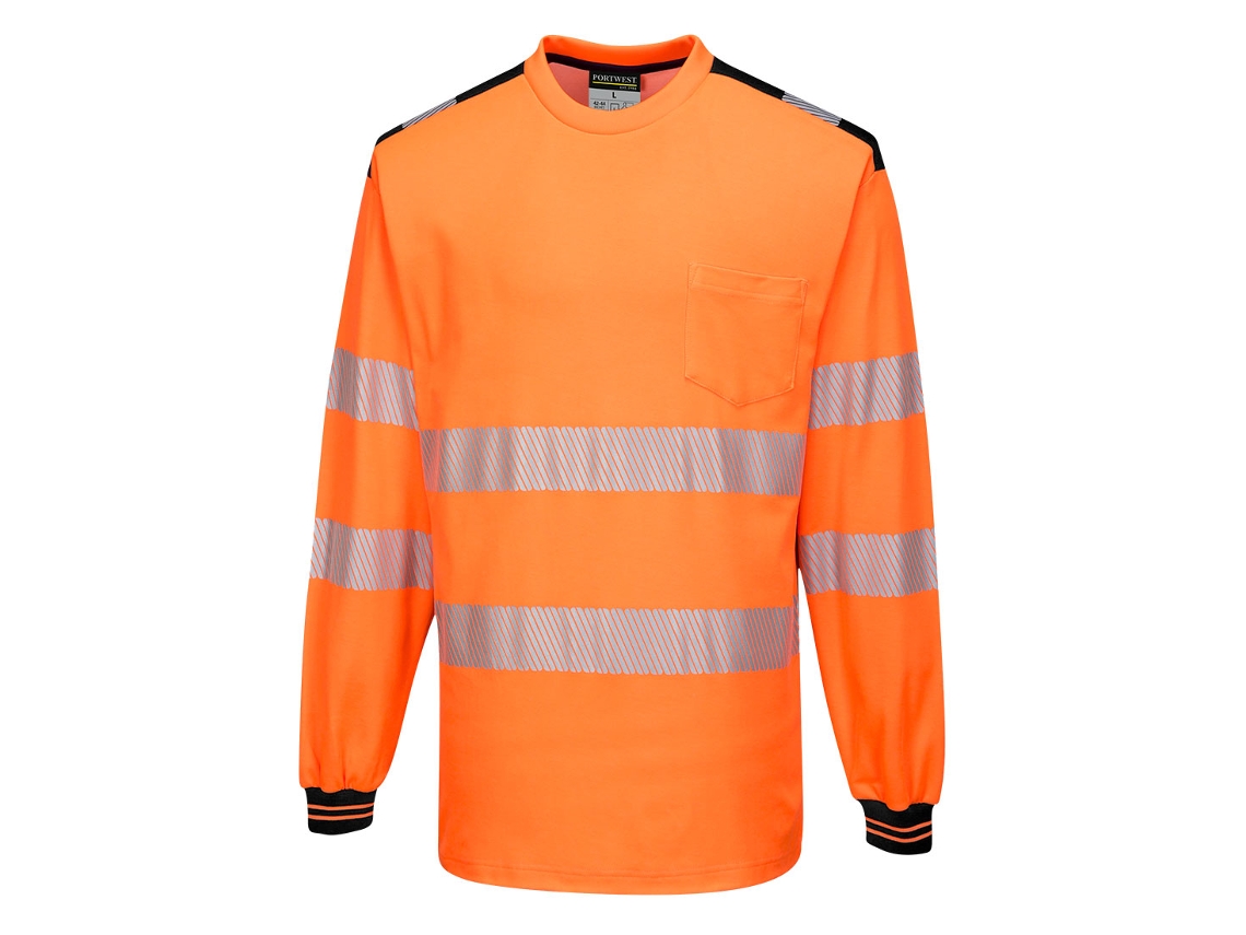 Camiseta De Alta Visibilidad De Manga Larga Pw3 Naranja Marino / Xl