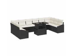 Maison Exclusive - Conjunto De Sofá De Jardín Con Cojín 11 Pcs Negro Y Crema