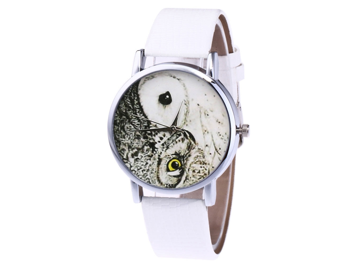 Reloj De Cuero Pu Zhoulianfa Dial Redondo Unisex Estudiante Cuarzo Blanco