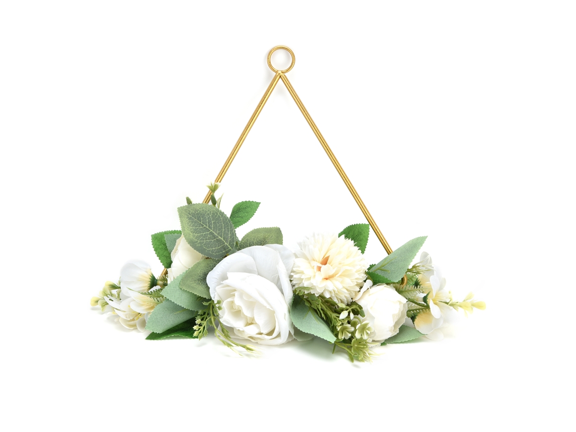 Rebe-guirnalda Artificial De Flores Com Aro De Metal Para Parede Suspensa, Ideal Para Casamentos, Lar E Cafés Triangular