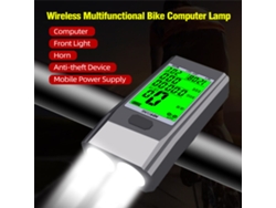 Ciclocomputador Inalámbrico Con Luz Led Delantera Y Bocina, Velocímetro Y Odómetro Para Bicicletas.