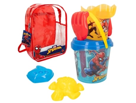 Set cubo playa SPIDERMAN Ø18 cm c/accesorios y mochila transporte