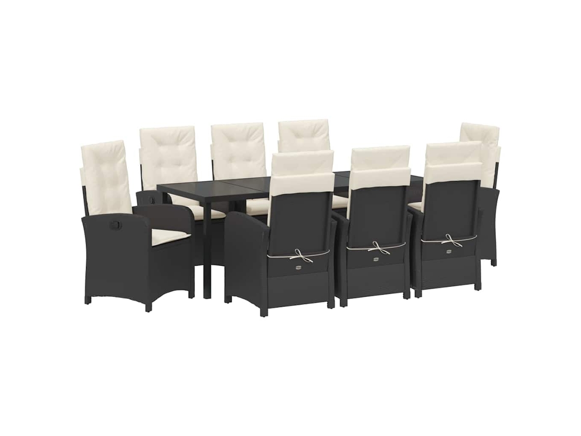 Maison Exclusive - Conjunto De Comedor De Jardín 9 Pcs Negro Ratán Sintético