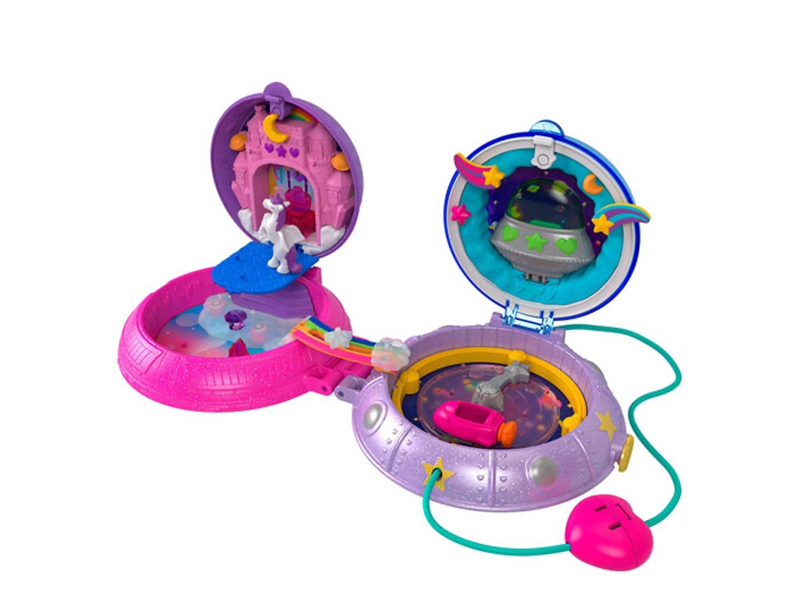 Polly Pocket Set Doble Nave Espacial y Castillo de Princesa