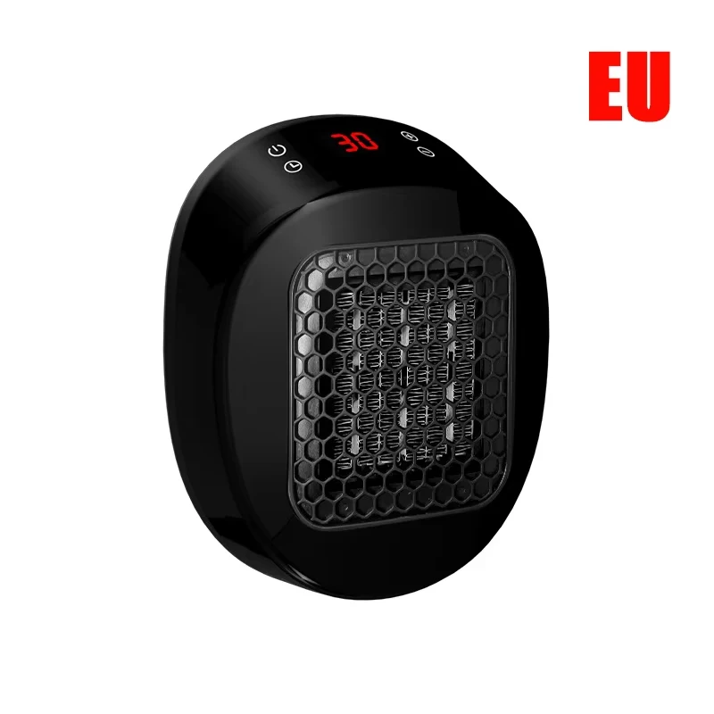 (estándar Europeo Negro) Calentador Eléctrico De 600w, Enchufable, Con Función De Temporizador Y Pantalla Led