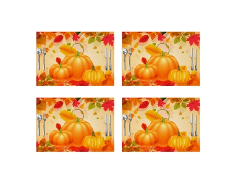 Mantel individual de lino impermeable de Acción de Gracias de 4 piezas estera de aislamiento de mesa de decoración de vacaciones style2 ZMDECQNA