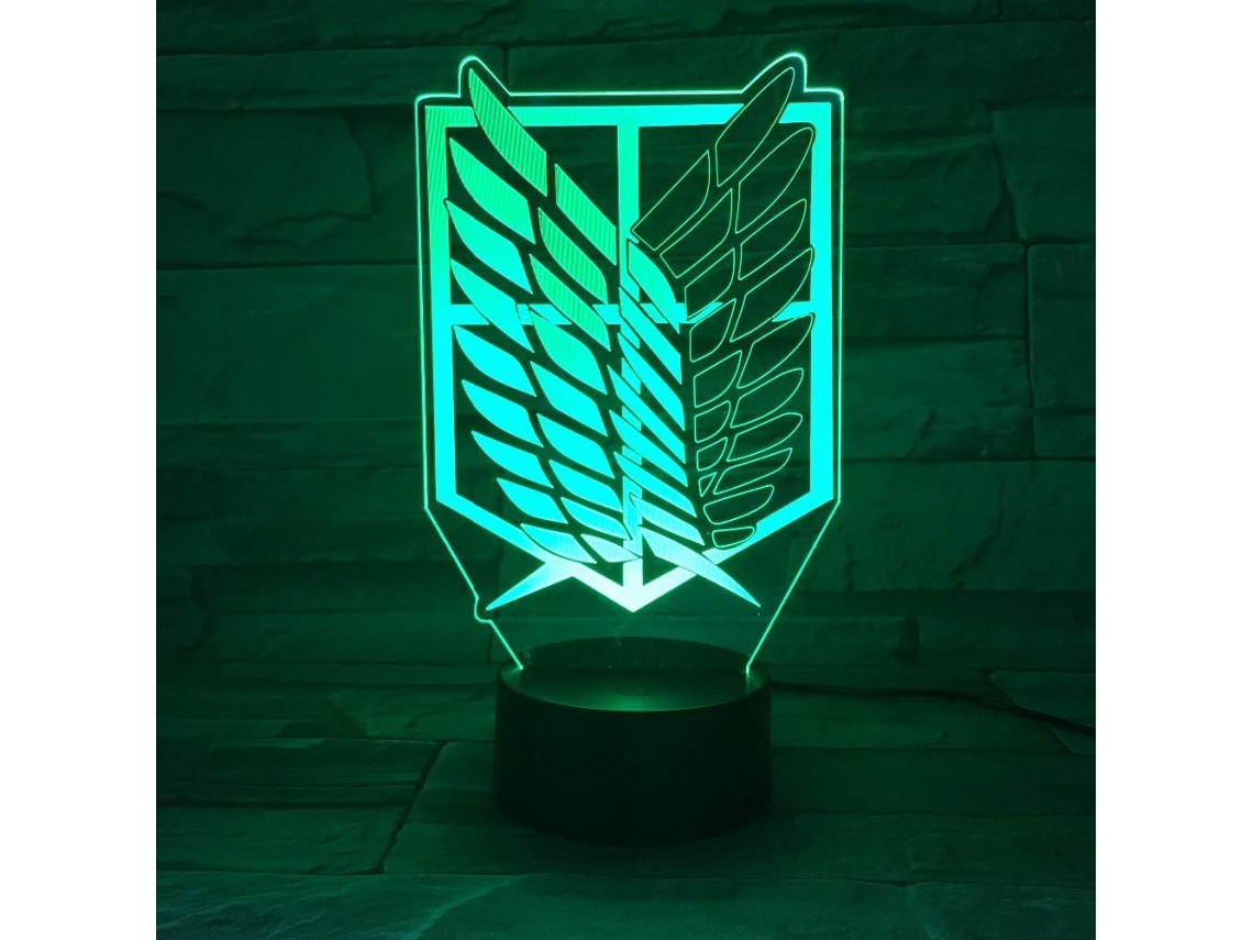 Lámpara 3D anime Ataque a los Titanes, 7 colores, USB o pilas 3AA, regalo para niños KOFIHETY