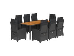 Maison Exclusive - Set De Comedor De Jardín 9 Pzas Y Cojines Ratán Sintético Negro