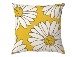 Funda De Almohada Cojín Sala De Estar Pequeño Blanco Flor Amarillo Gris Felpa Simple