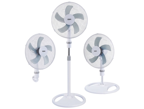 ventilador 3 en 1 pie; Muro; Mesa 45W Ø40Cm con 3 Velocidades Blanco – EDM