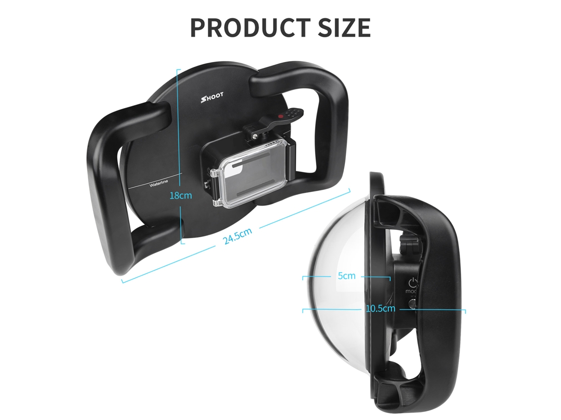2026-shoot Xtgp548 Funda Impermeable Con Domed Para Gopro Hero 8, Submarina 45m, Trípode Dual