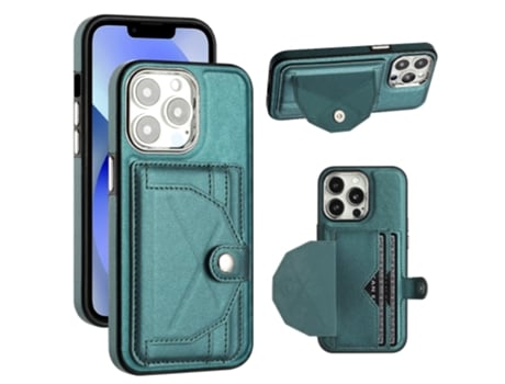 Funda Mobile Phone Cases Shockproof With Card para iPhone 13 Pro Piel Marrón