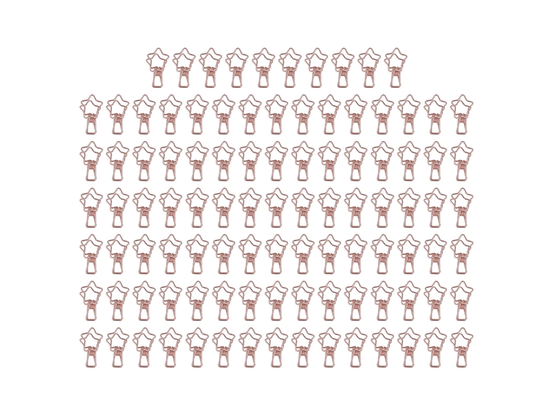 100 Clips De Carpeta Estrellados Metalicos Resistentes, Clips De Papel Para Oficina, Oro Rosa, Clips De Carpeta Pequeños