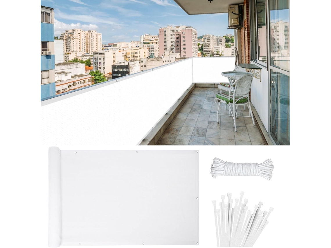 65 X 550 Cm, Mampara Privacidad, Hdpe 220 G/m², Resistente Al Viento, Protección Uv, Para Balcón
