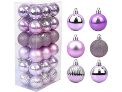36 Adornos Navideños De Plástico Inquebrantables 4cm Para Árbol, Fiesta Y Boda (lila Claro)