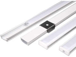 Pack x4 Perfil Aluminio 1M Blanco, Instalación de Tiras LED Superficie, Difusor Translúcido 17,3mm x 6,85mm JANDEI