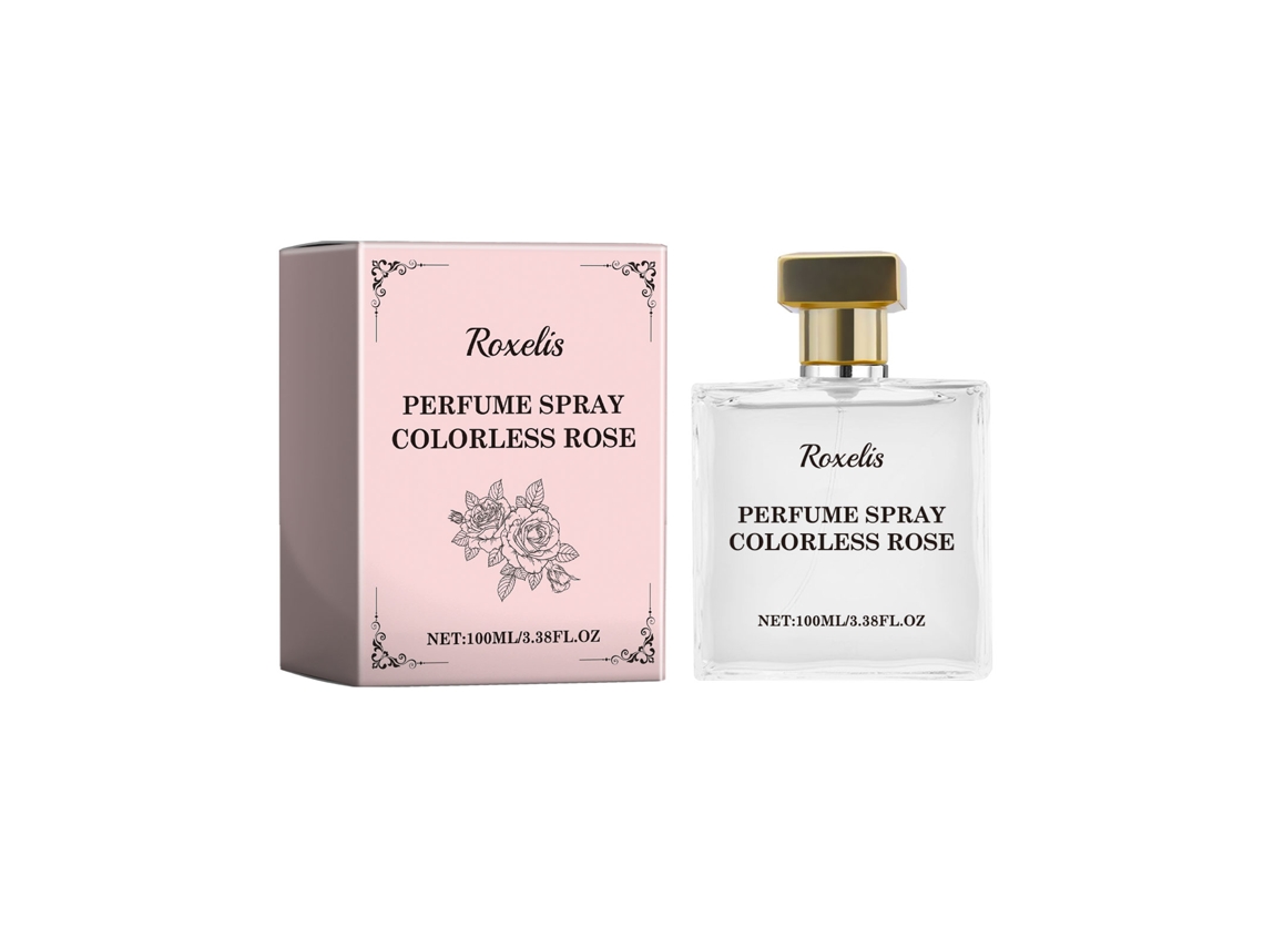 Perfume incoloro de rosa con un intenso aroma a rosa.