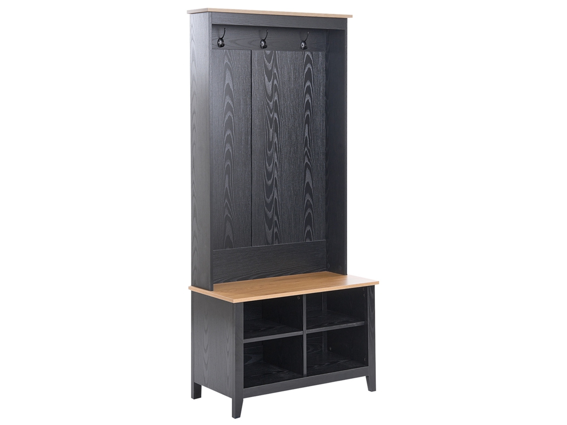Zapatero alto con 4 compartimentos Beliani Durack en MDF negro/marrón claro 76x39x170