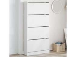 Mueble Zapatero | Armario Zapatero Con 4 Cajones Abatibles Blanco 80x21x163,5 Cm
