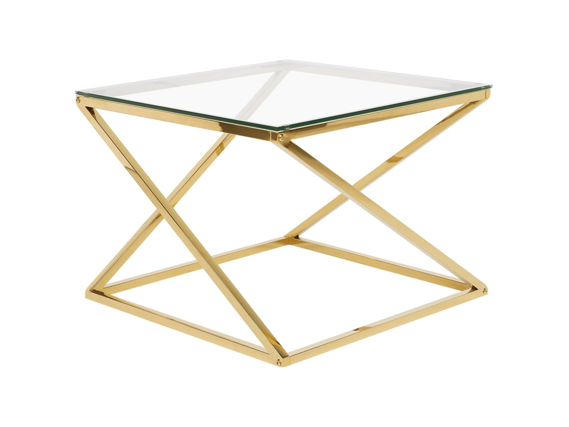 Mesa auxiliar BELIANI Beverly de Vidrio Dorado 60x60x45