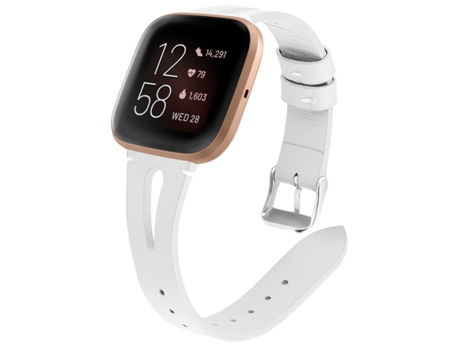 Correa de reloj inteligente para Fitbit Versa 2 Correa de cuero con apertura media (Blanco)