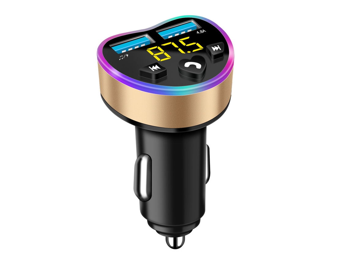 Transmisor de FM YIZHOOD 4.8A Bluetooh Dual USB Port MP3 Carga rápida Dual Port Accesorios para coche oro
