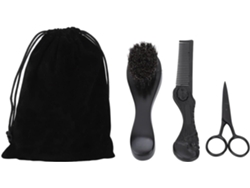 Set De Cuidado De Barba Para Hombre De 3 Piezas: Cepillo Para Barba, Tijeras De Reparación Y Peine Plegable.