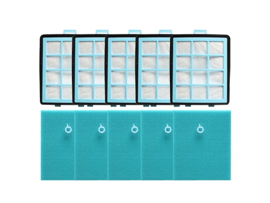 5 esponjas de algodón y 5 filtros HEPA compatibles con Philips FC8760 y FC8761.