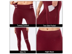 2 Uds Leggings De Yoga De Cintura Alta Con Calentadores De Felpa Pantalones Deportivos Mujer Con Bolsillos