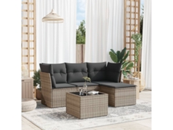 Juego De Sofás Jardín Con Cojines 5 Uds | Mueble De Jardín Ratán Sintético Gris