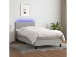 Cama Individualcama Para Adultoscama Box Spring Colchón Y Luces Led Tela Gris Claro 90x190 Cm Wsd69637