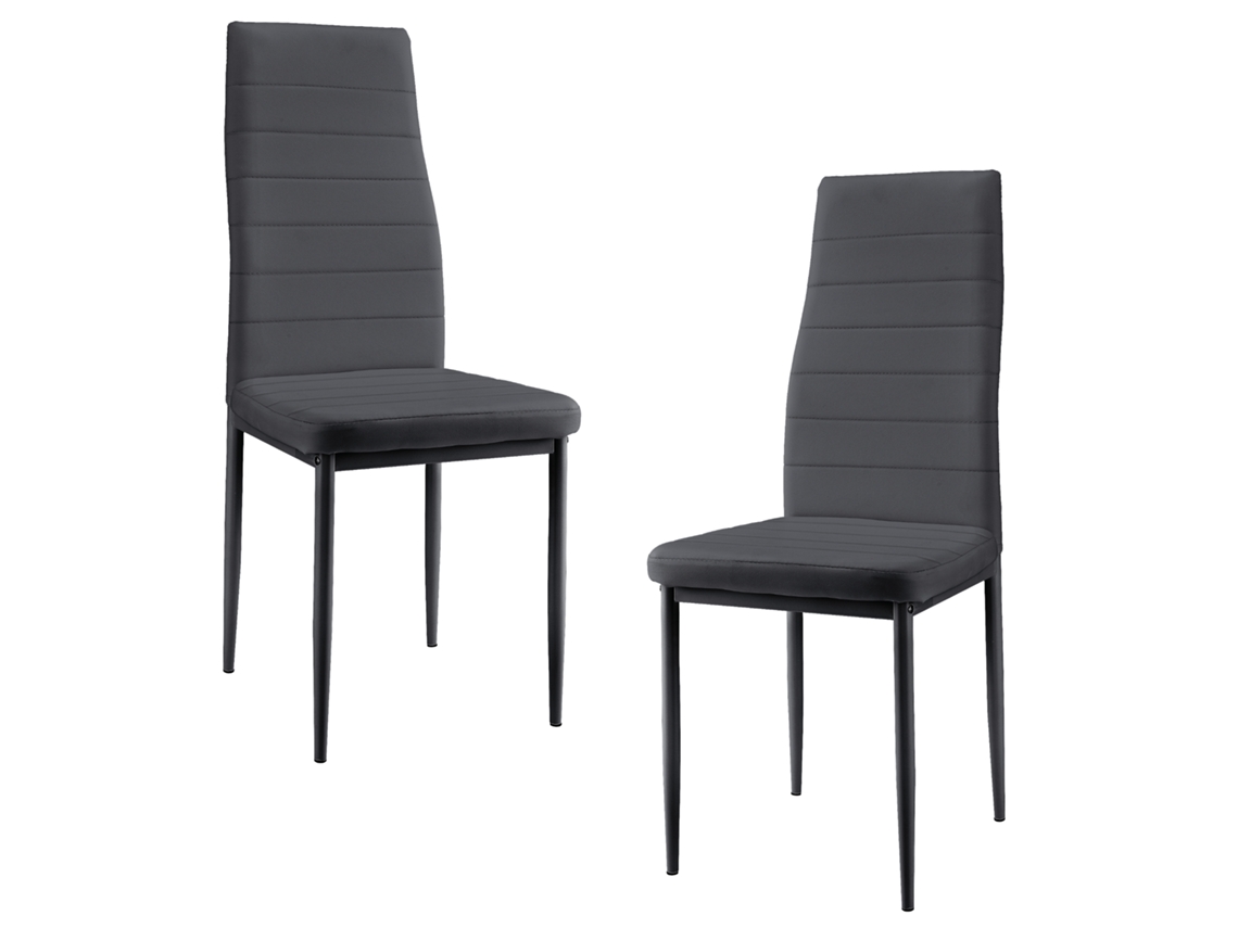 Conjunto 2 Cadeiras de Refeição [EN.CASA]  (Cinzento - PP - 96cm x 43cm x 52cm)