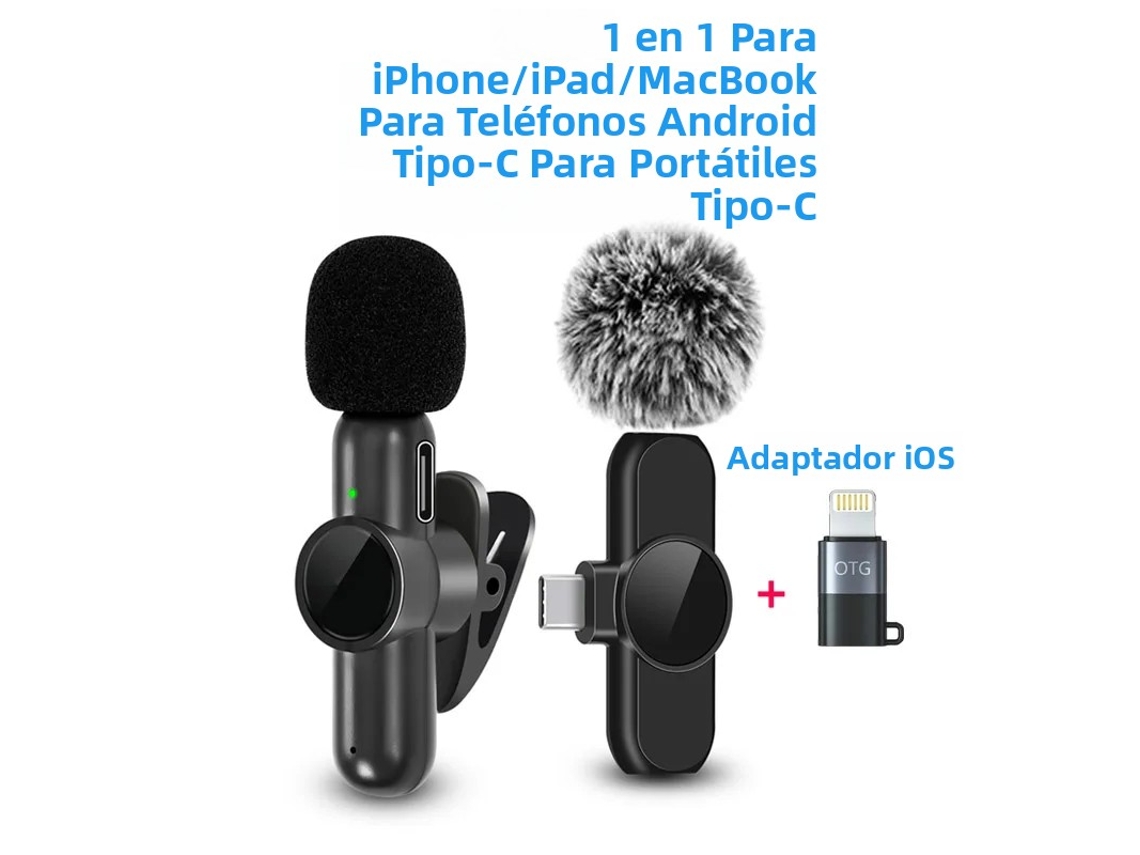 Micrófono de solapa inalámbrico 2.4G con cancelación de ruido, compatible con varios dispositivos. Mdug (compatible con iOS tipo CE)