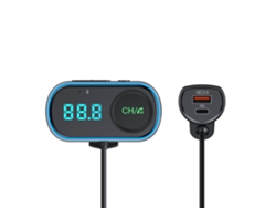 Transmisor FM Bluetooth V5.0 para ventilación de coche T78, 30 W PD + cargador rápido QC3.0, reproductor de música Hi-Fi, llamadas manos libres, disco U A