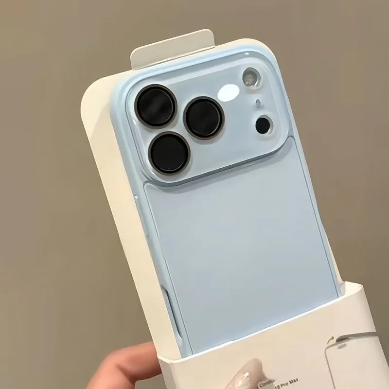 (iphone 17 Azul) Funda Protectora Para Cámara De Iphone, Cubierta Trasera Rígida A Prueba De Golpes Con Cristal Templado.