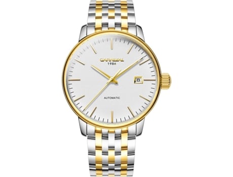 VEANXIN Reloj automático resistente al agua con fecha de acero inoxidable para hombre-Banda de acero y oro blanco.