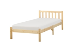 Cama con somier BELIANI Florac de Madera de pino Madera clara 97x208x70