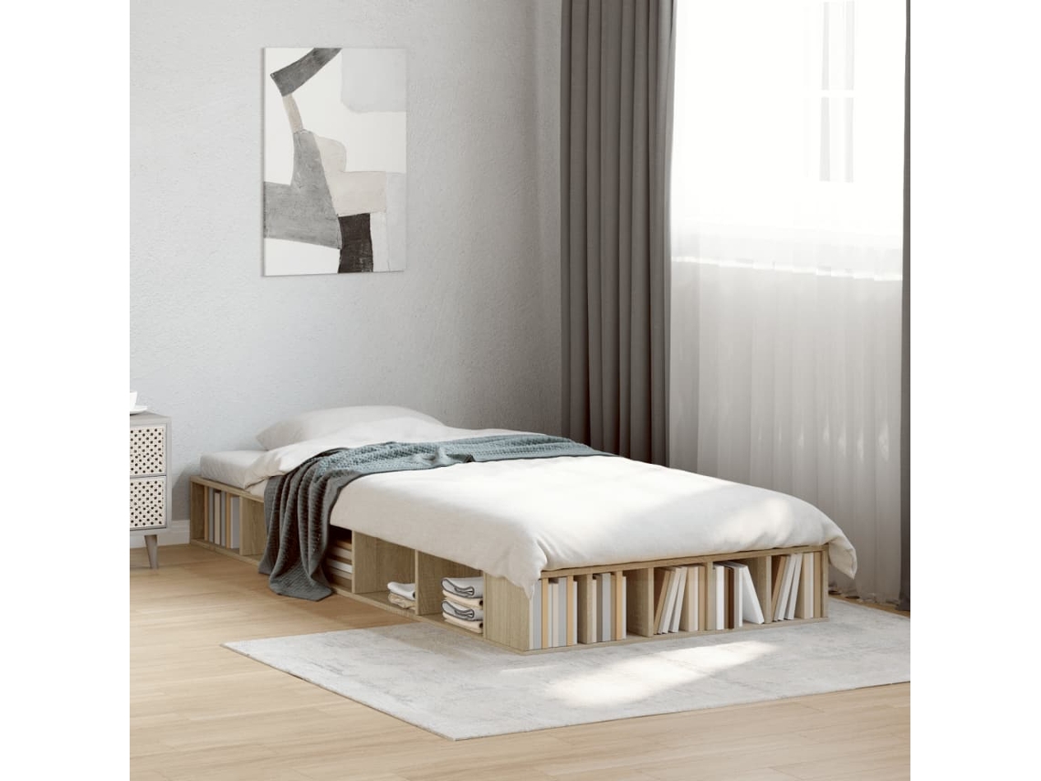 Estructura De Cama Madera De Ingeniería Roble Sonoma 90x190 Cm