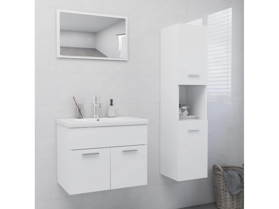 Conjunto de muebles de baño de madera blanca Lovely Home