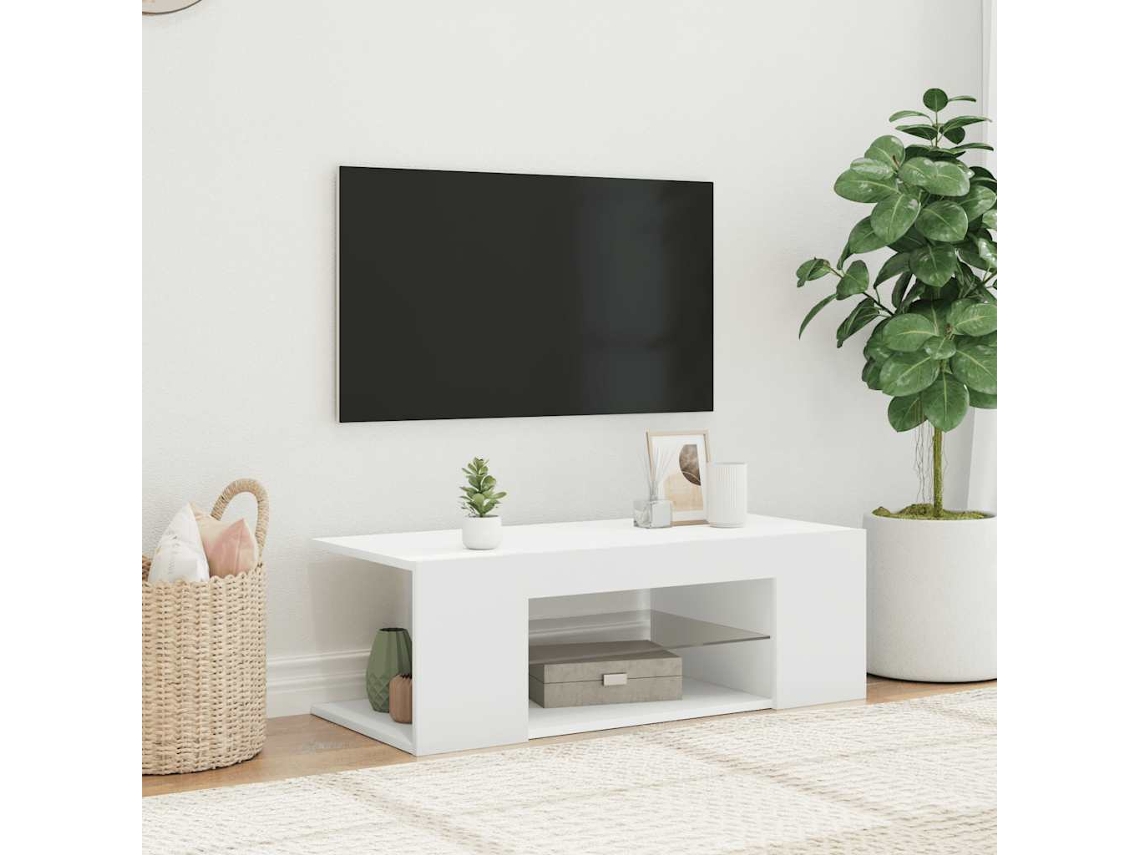 Mueble de TV | Mueble de TV | Mueble de TV con luces LED 90x39x30 cm Blanco